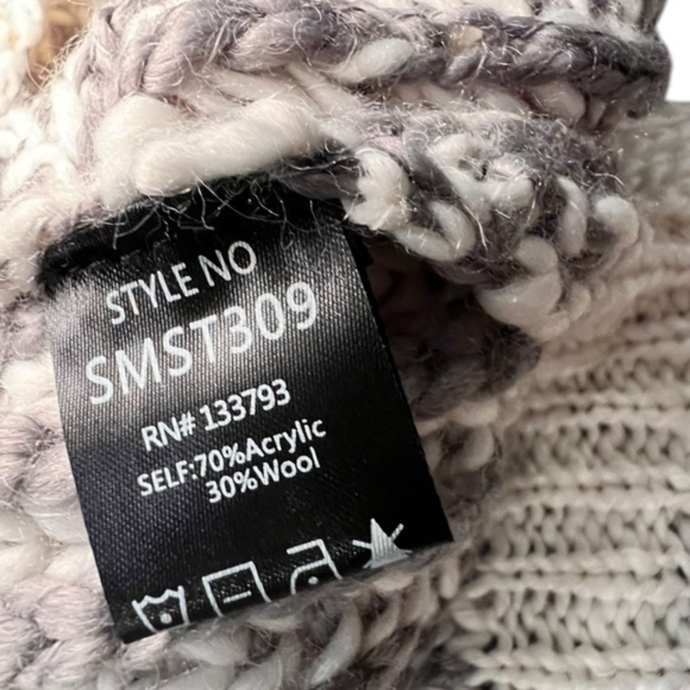 Lala Hoodie POL Thick Knit Wool Blend Sweater Drop Shoulder Small NWT Grey White - Picture 11 of 13
